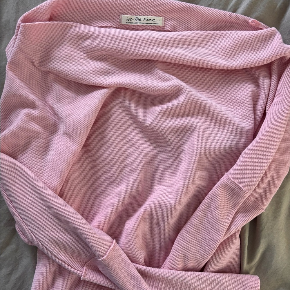 We The Free Off-the-Shoulder Pink Sweater